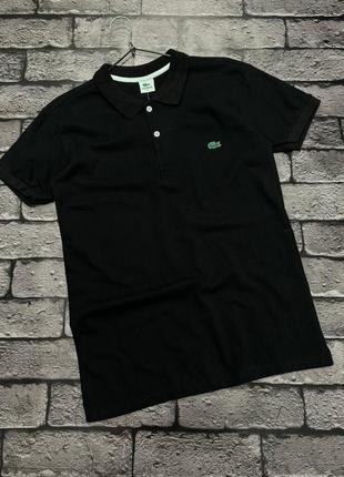 Мужское черное поло lacoste