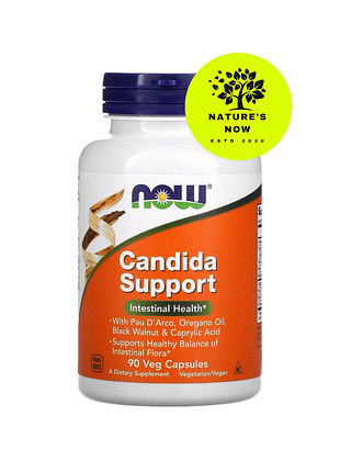Now foods candida support — 90 капсул/сша, кандида, каприлова