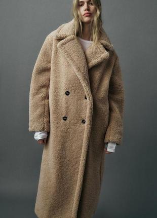 Шуба шубка пальто тедді zara бежеве 1255/700 оригінал ✅ xs s m l xl xxl2 фото