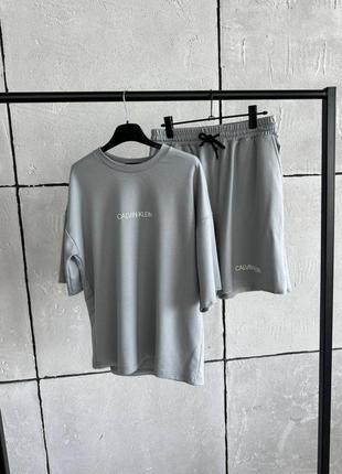 Чоловічий костюм calvin klein oversize grey(футболка + шорти) літній