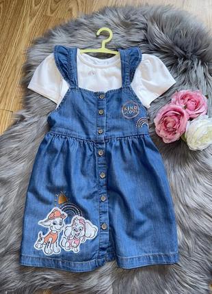 Невероятный красивый стильный комплект костюмов платье и футболка paw patrol для девочки 2-3р george