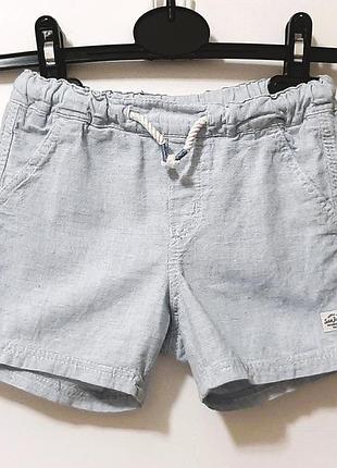 H&m брендовые шорты голубые завязка/резинка хлопок/лён летние на мальчика 2-3года