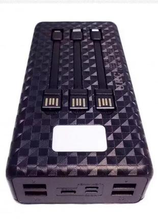 Потужний портативний рowerbank ukc 8058 solar charger 60 000mah, із сонячною панеллю, кабелями та ліхтарем