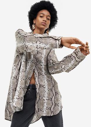 Рубашка оверсайз в змеиный принт от h&m