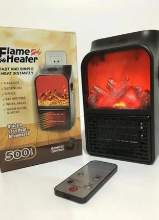 Портативный обогреватель с пультом flame heater (500 вт) экономный,обогреватель для дома
