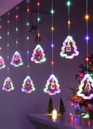 Гірлянда штора фігурки в ялинці 3 м, світлодіодна лед гірлянда на вікно