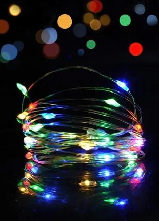 Светодиодная гирлянда на батарейках rd-302, 10 метров, 100 led, разные цвета.