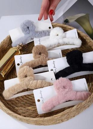 Крабики для волосся, крабики хутряні, крабики еко-хутро