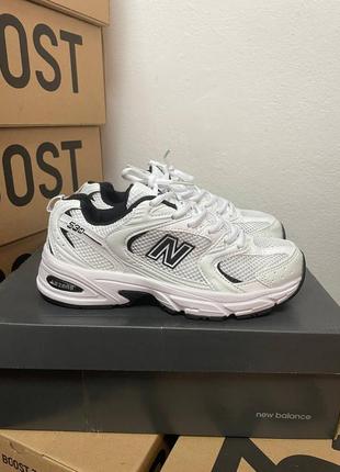 New balance 53о premium кроссовки25 беленс кожаные с сеткой демисезонные