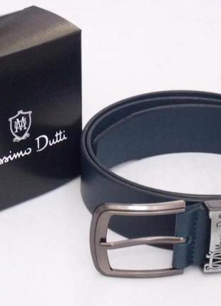 Мужской кожаный синий ремень massimo dutti