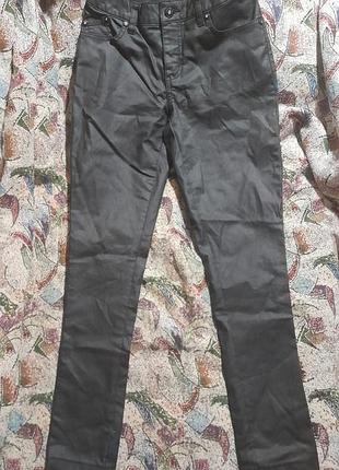 🔥чорні брюки під шкіру на середній посадці