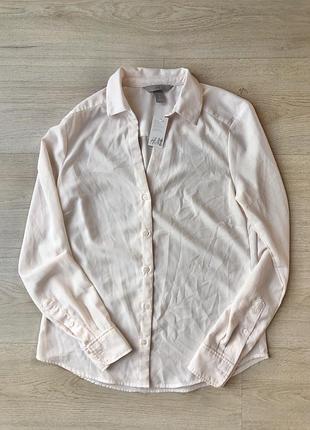 Нова біла молочна кремова блуза сорочка h&m новая белая молочная рубашка