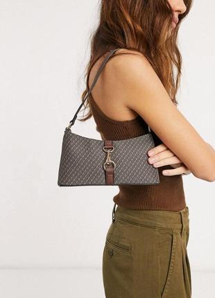 Стильна жіноча сумка багет asos, сумка через плече в стилі 90-х, монограмна міні сумка