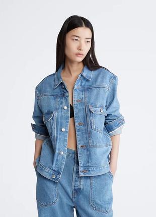 Куртка унісекс calvin klein, колір синій😍 джинсова косуха курточка джинсовка