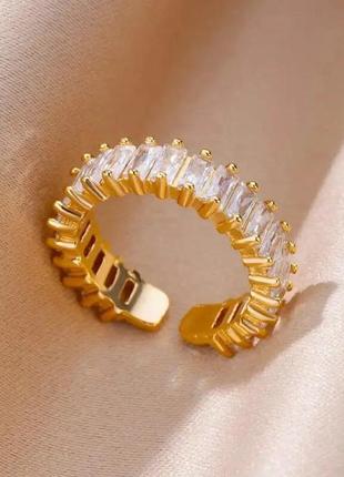 Тренд медична нержавіюча сталь стильне золотисте жіноче кільце каблучка прозорий цирконій