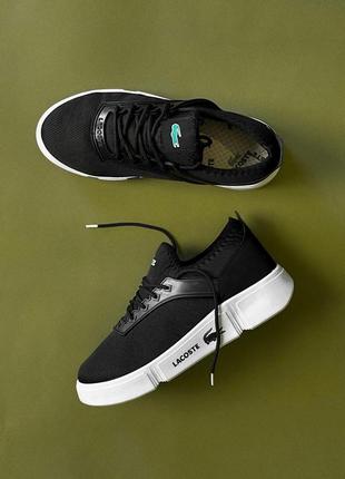 Мужская обувь lacoste black/white, кеды на лето лакоста