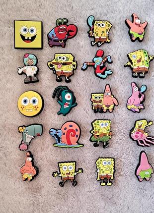 Джибітси для кроксів сабо для хлопчиків для дівчинки, джибітси губка боб, спанч боб, патрік, джибитсы для кроксов, сквідвард