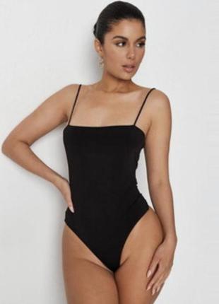 Чёрный боди на тонких бретелях missguided