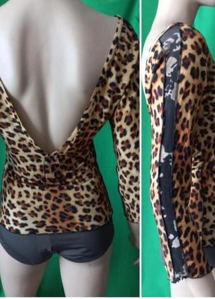 Топ с открытой спиной и укороченными рукавами, принт леопард twin-set италия