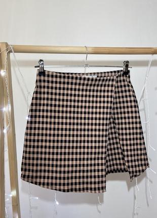Юбка юбка со скрытыми шортами в клетку клетка6 фото