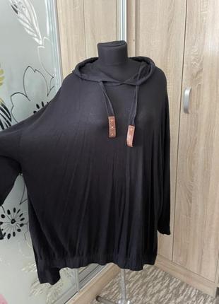 Удлиненный худи на флисе, большой размер