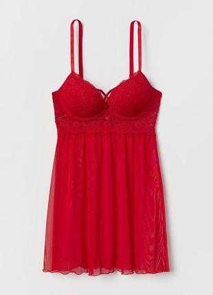 Червоний мереживний пеньюар білизна ліф h&m