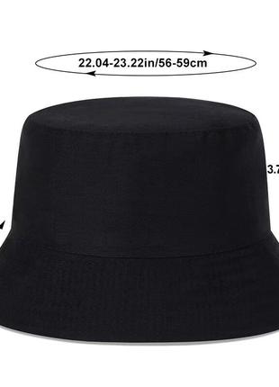 Панама шляпа унисекс двусторонняя черно желтая с вышивкой2 фото