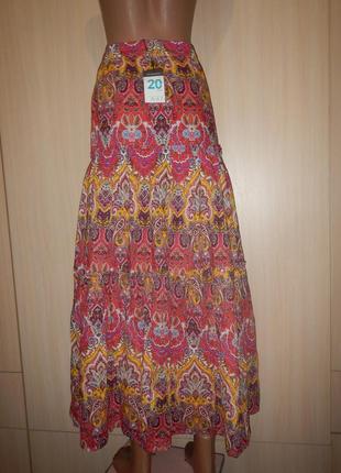 Макси юбка ярусами primark p.56(20) хлопок