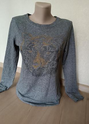 Женская кофта тигром/ серая кофта