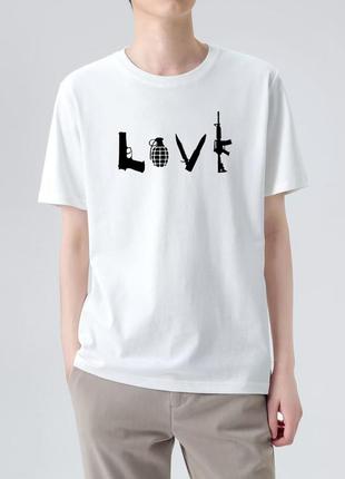 Футболка с надписью love милитари футболка