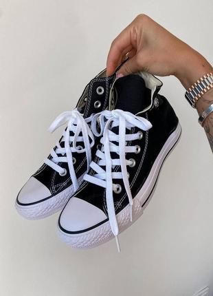 Кеды черно-белые текстиль, converse all star black-white5 фото