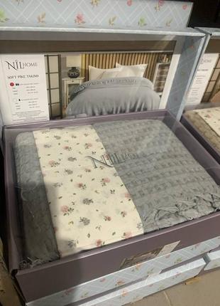 Постельное белье ранфорс с вафельной покрывалом nil home, вафельное покрывало