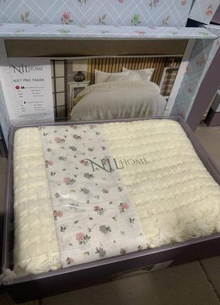 Постельное белье ранфорс с вафельной покрывалом nil home, вафельное покрывало