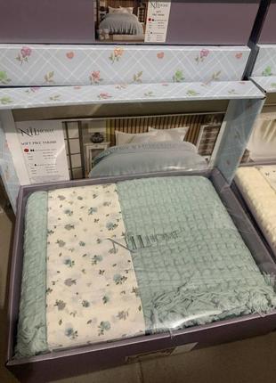 Постельное белье ранфорс с вафельной покрывалом nil home, вафельное покрывало