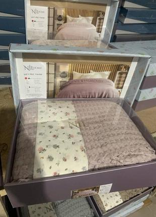 Постельное белье ранфорс с вафельной покрывалом nil home, вафельное покрывало