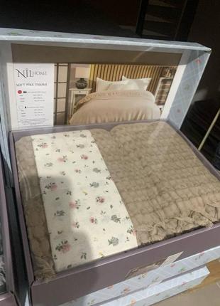 Постельное белье ранфорс с вафельной покрывалом nil home, вафельное покрывало