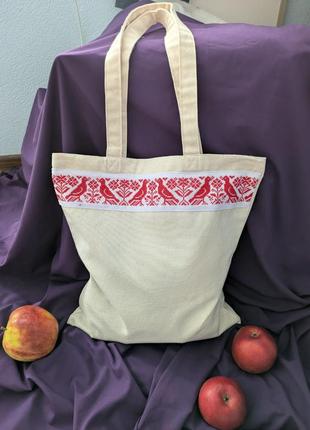 Сумка шопер з вишивкою handmade