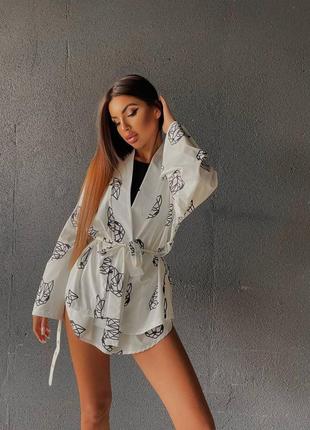 Жіночий шовковий костюм😍 шорти та сорочка, xs,s,m,l,xl,xxl