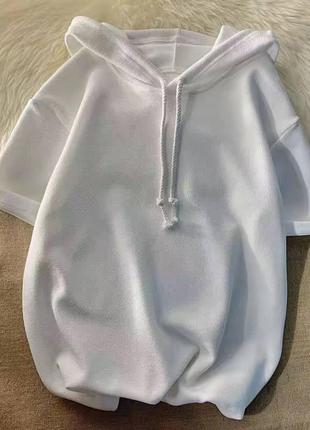 Футболка с капюшоном, белая черная, m-xl