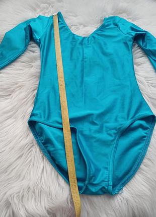 Детское голубое синее голубое голубое трико с рукавом эластичное для гисстики танцев