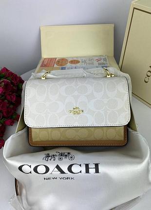 Сумка клатч coach mini milk/beige premium 1:1 высочайшее качество