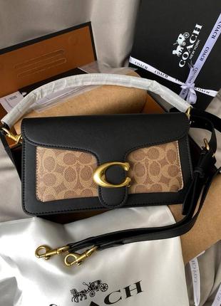 Сумка клатч coach tabby black/beige premium 1:1 найвища якість