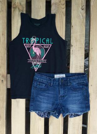 Набір джинсові шорти і чорна майка 🔥🔥🔥