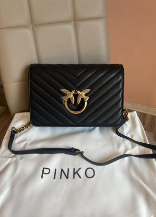 Женская сумка из кожи pinko lady black пинко молодежная, брендовая сумка маленькая через плечо