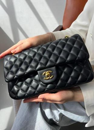 Жіноча сумка chanel 2.55 black gold молодіжна сумка через плече з м'якої шкіри витончена брендова сумочка