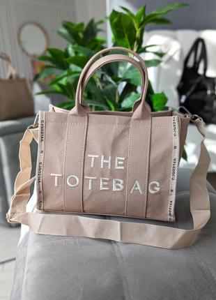 Сумка шопер marc jacobs tote bag міні текстиль молочний