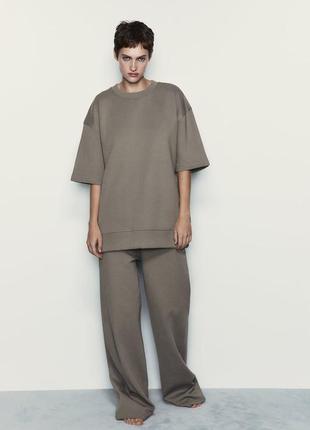 Світшот оверсайзного крою з коротким рукавом zara