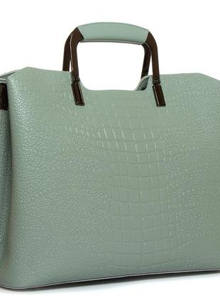 Класична сумка із натуральної щільної шкіри alex rai сумка на кожен день жіноча сіра трендова сумка9 фото