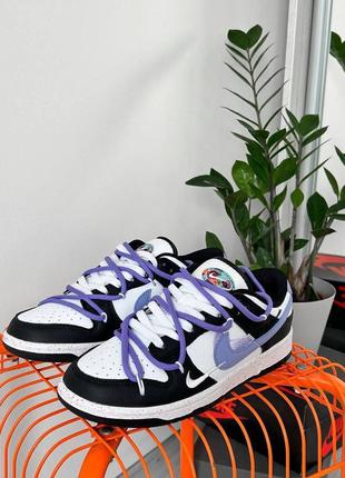 Женские кроссовки nike hot sb dunk low black purple найк дак черного с фиолетовым цветами