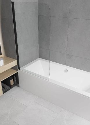 Шторка стеклянная для ванны универсальная распашная 140x70см mexen felix стекло прозрачное 5мм профиль черный